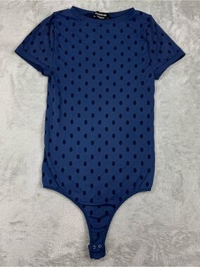 Bebe blue polka dot seamless bodysuit sz small